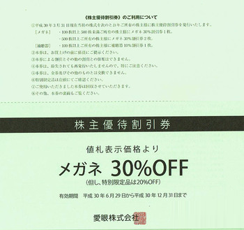 愛眼(眼鏡一式30%OFF) 1枚